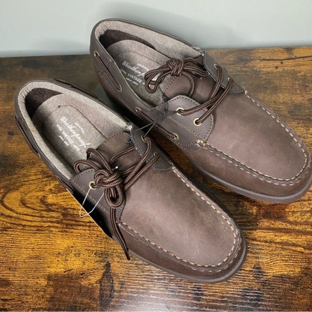 Weatherproof Vintage Men's Benny Boat Shoes‎ Dark Brown 11M New - Picture 2 of 6
